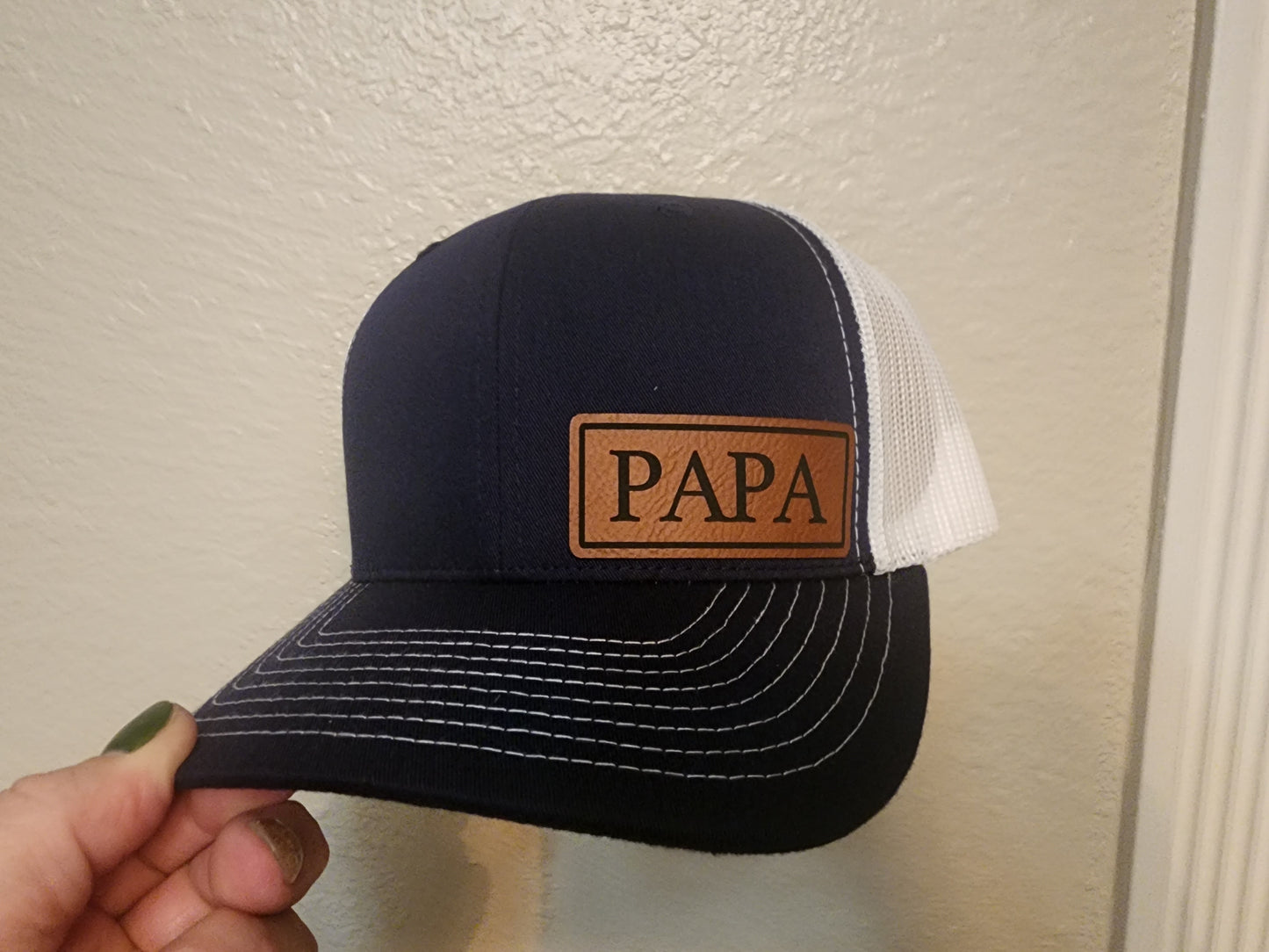 "PAPA" Traditional baseball cap with leather patch