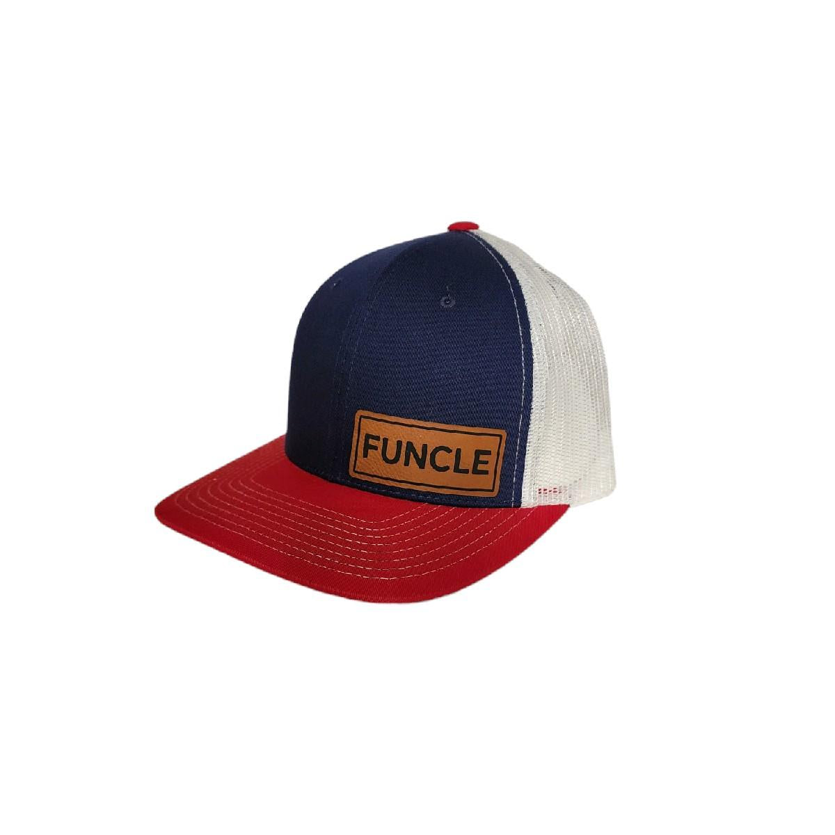 Traditional baseball cap with "FUNCLE" leather patch