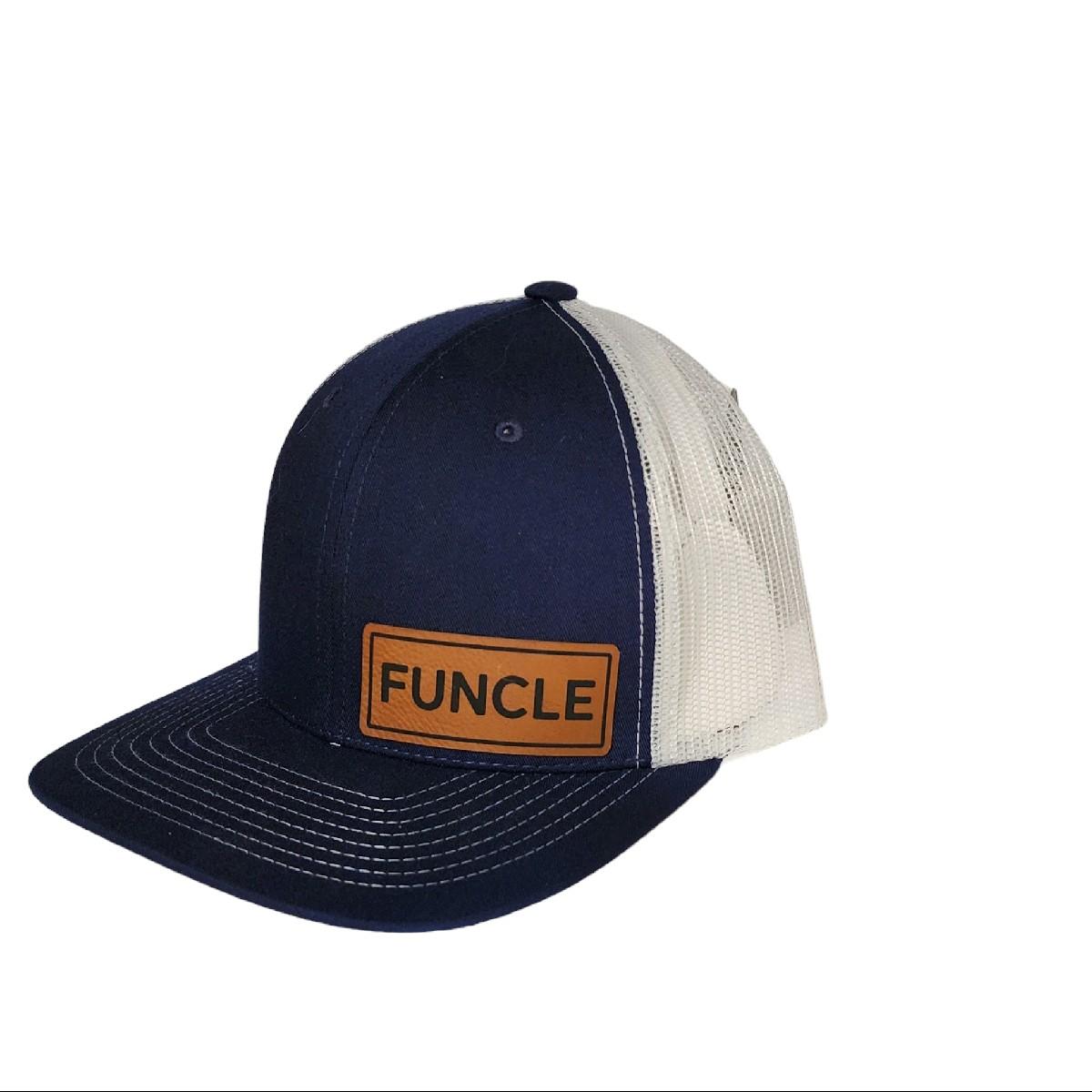 Traditional baseball cap with "FUNCLE" leather patch