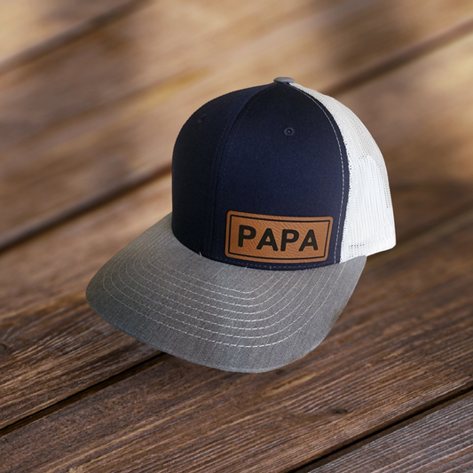 "PAPA" Traditional baseball cap with leather patch