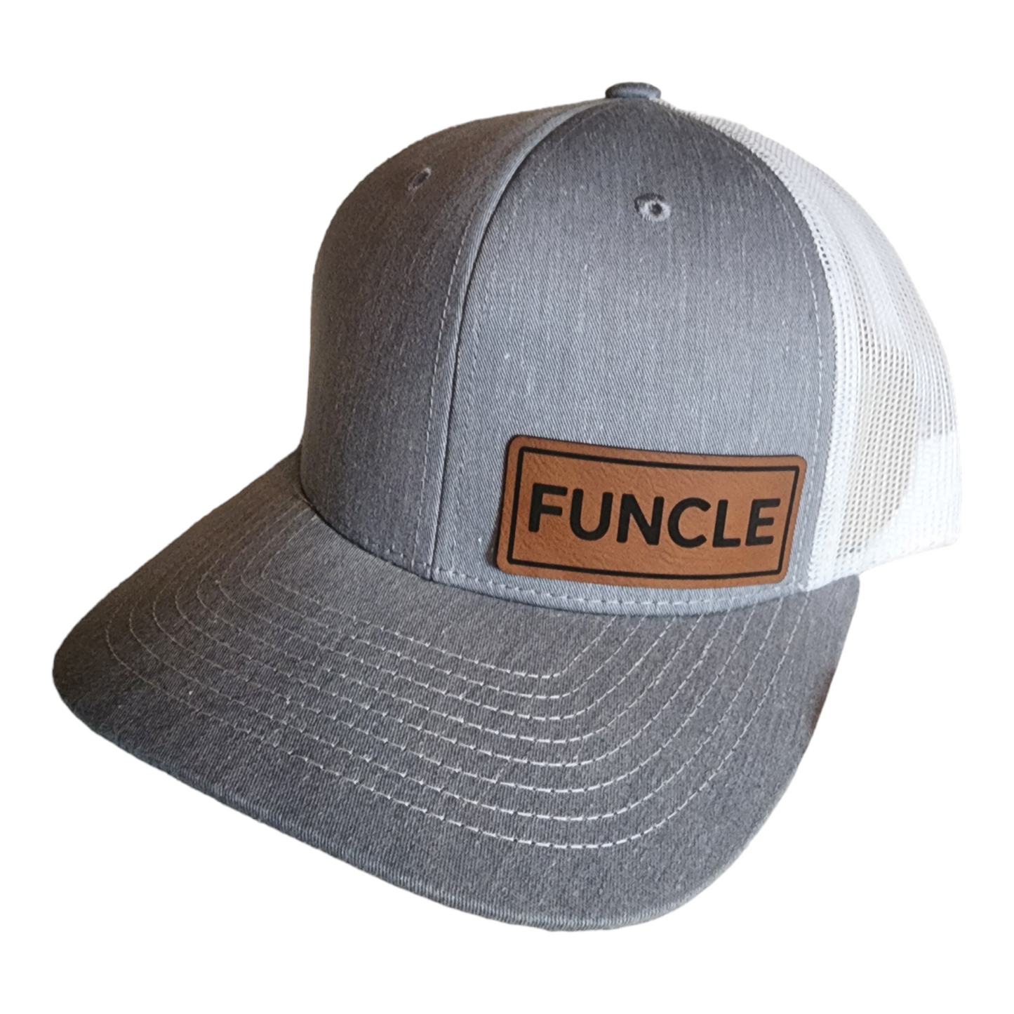 Traditional baseball cap with "FUNCLE" leather patch