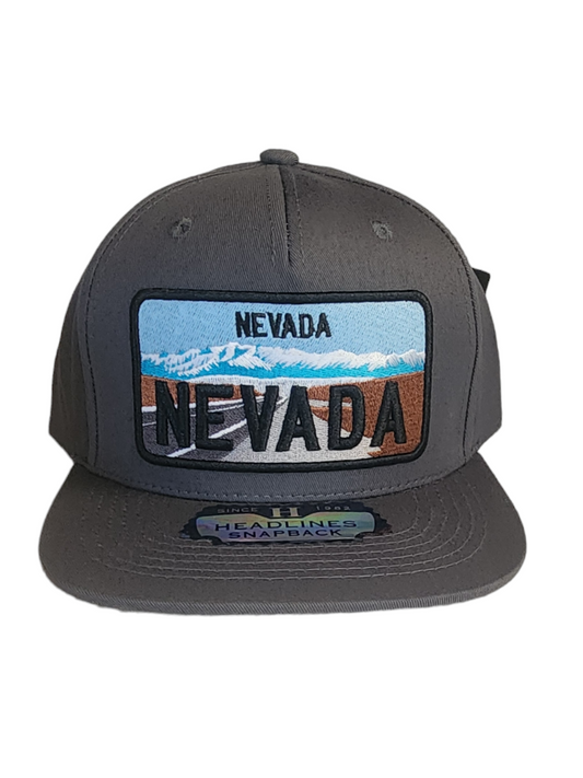 Flat bill cap with Nevada embroidered Patch