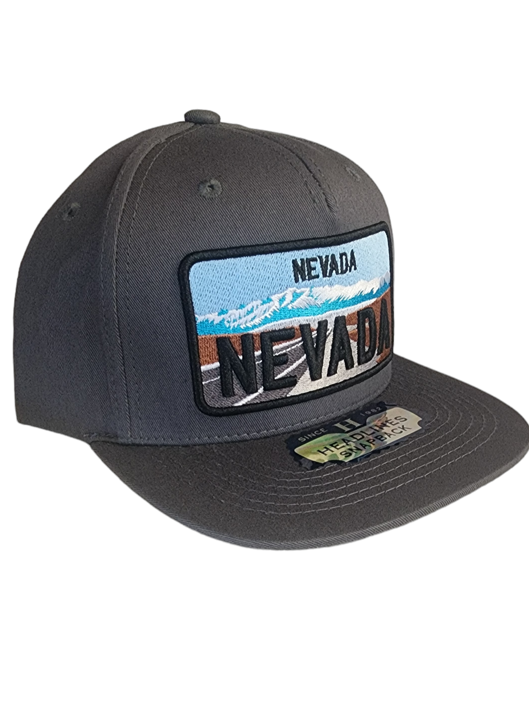 Flat bill cap with Nevada embroidered Patch