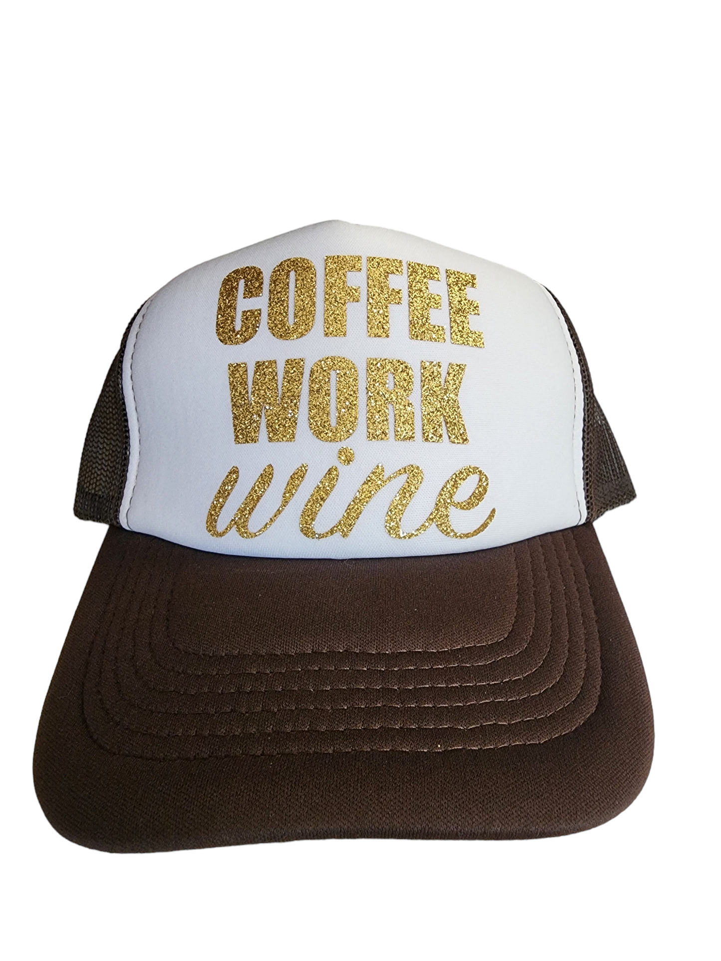 Traditional Trucker Hat "Coffee Work Wine"