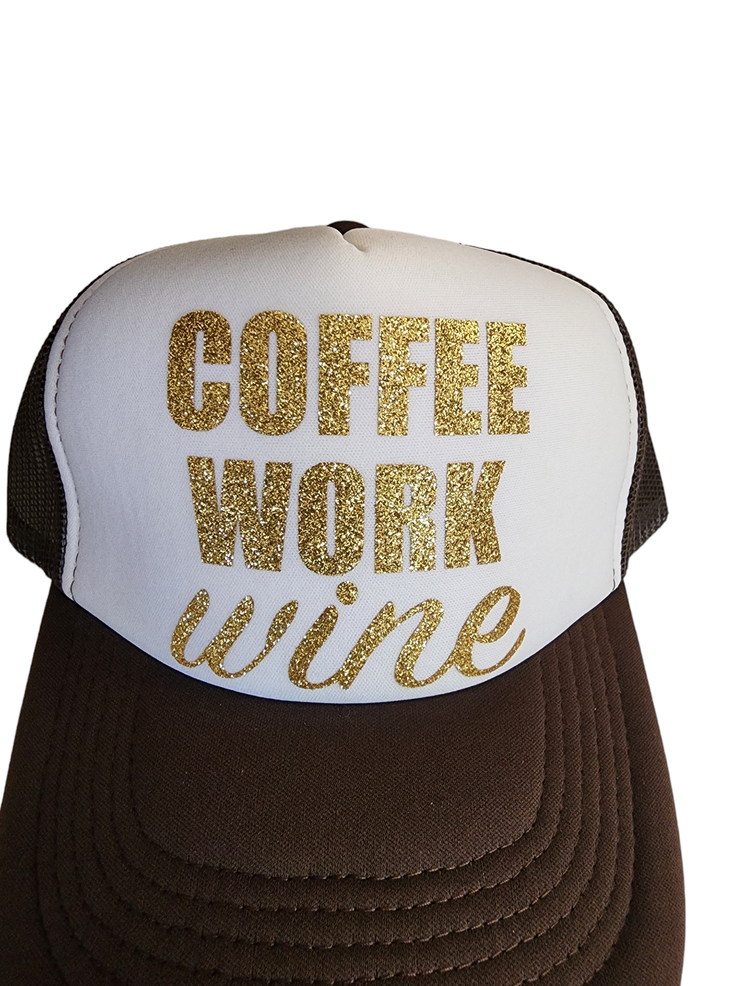 Traditional Trucker Hat "Coffee Work Wine"